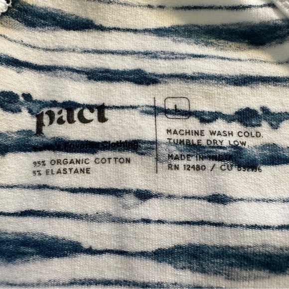 Pact NEW Tie-Dye Stripe Fit & Flare Dress Large Back Detail White Organic Cotton - Picture 6 of 11